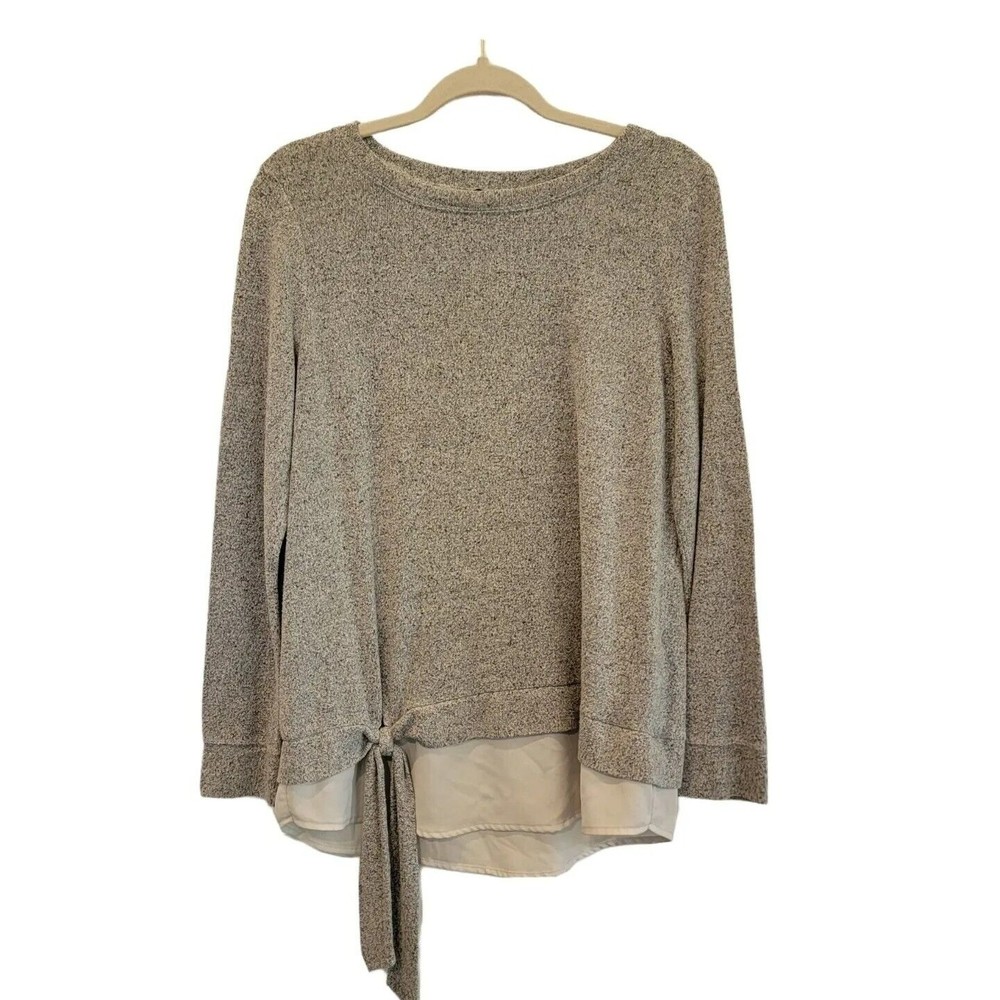 Simply Vera Vera Wang Sz Med Women's Gray Sweater Mock Layer